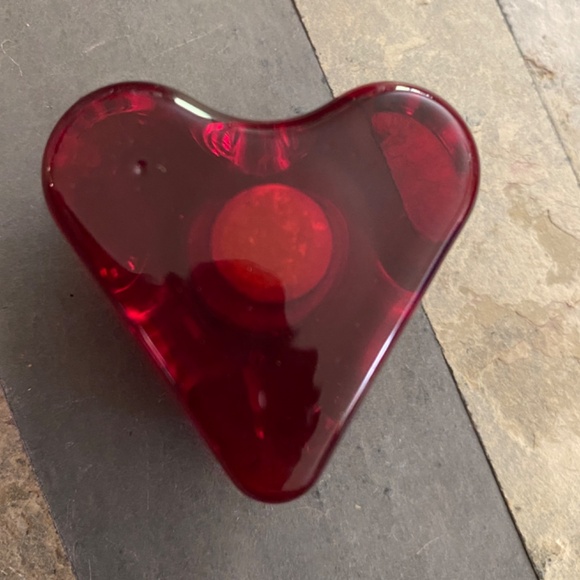 Vintage Small Red Glass Heart Single Taper Candle Holder - Picture 4 of 4